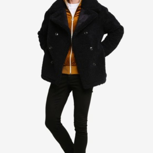 NWOT Scotch & Soda faux-shearling Peacoat Jacket - Picture 2 of 3